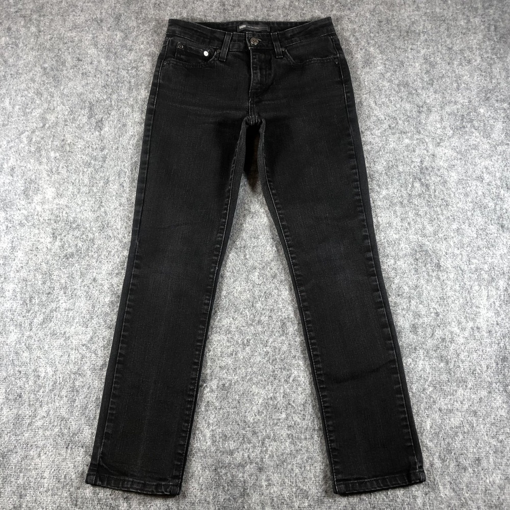 Levis Mid Rise Skinny Jeans Womens 27 Black Charcoal Wash Stretch Denim Casual